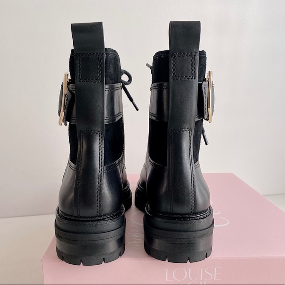 ✨New LOUISE ET CIE Saliha Lace Up Buckle Leather Combat Booties - Picture 7 of 10